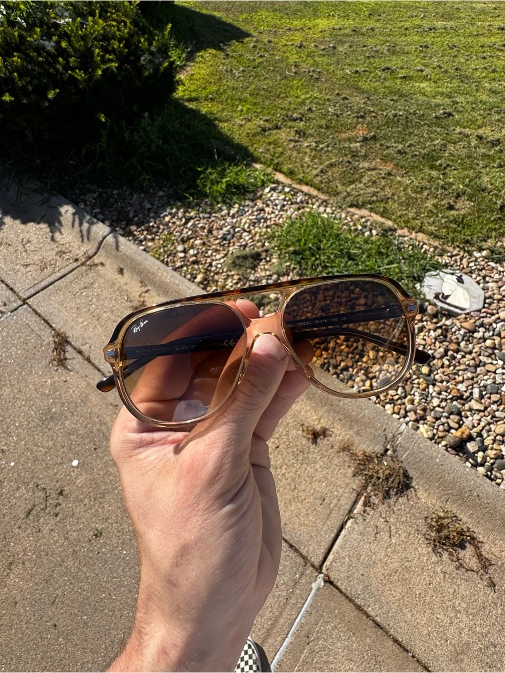 Ray-Ban RB 2198 BILL Clear Amber Frame Sunglasses with Brown Gradient Lenses